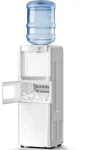 Kismile Water Cooler Dispenser with Ice Maker for 3 or 5 Gallon Bottles, 33Lbs Daily Ice Making, Child Safety Lock and Energy-Saving Design for Home and Office (White)