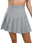 KATECLO Pleated Mini Skirt for Girls | Zip Back | Regular Fit for Tennis, Available in Midi and Skirt Styles | Perfect Korean Skirt for Women Outfits Grey