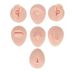 Soft Silicone Flexible Model Body Part Displays Set, Silicone Tongue Mouth Nose Eye Navel Ear Model for Piercing Practice and Jewelry Display Acupuncture Teaching Tool, Education (Light Skin Colour)