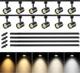 VANoopee 5-Color 12-Light LED Track Lighting Kit with 13FT H Type Track Lighting Rail LED Track Light Heads Dimmable Modern Kitchen Track Lighting Fixtures Ceiling Spotlight, CRI90+ 10W 800lm Black