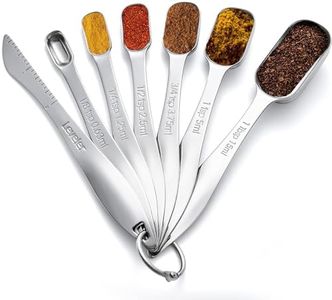 Hushnow Stainless Steel Measuring Spoons Set of 7 with Leveler, Rectangular Metal Tablespoon & Teaspoon Measuring Spoons for Dry & Liquid Ingredients - Gadgets for Cooking & Baking