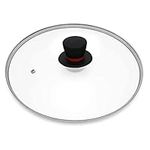 FOLI Tempered Glass Lid 26cm with Steam Vent-Fits interior diameter 24.8-25.5 cm Cast Iron Skillets - 26cm Universal Replacement Cover