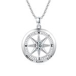 ZIPPICE Compass Necklace 925 Sterling Silver Compass Pendant Zirconia Compass Necklace for Women Inspirational Pendant Graduation Jewellery Congratulations Gift for Women/Girlfriend/Wife/Girls