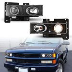 NIXON OFFROAD Headlights for Chevy Suburban 1992-1999, Tahoe 1995-2000, Blazer 1992-1994 / GMC Yukon 1992-1999 Head Lights Assembly DRL Replacement High Low Beam 1Pair (Matte Black Housing/Clear Lens)
