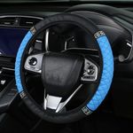 Bling Car Steering Wheel Cover with Rhinestones, 15 Inch Sparkly Crystal Diamond Steering Wheel Cover, Soft Leather Steering Wheel Protector, Anti-slip Auto Elastic Steering Wheel Cover, Blue