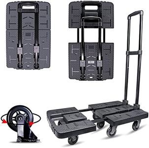 Folding Hand Truck Portable Trolley Dolly Compact Utility Cart with 245Kg/540Lbs Heavy Duty 7 Removable Wheels Telescoping Handle for Moving Travel Shopping Office Use (BY03)