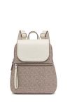 Calvin Klein Women's Reyna Signature Key Item Flap Backpack, Almond/Taupe/White, One Size