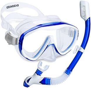 Dizokizo Snorkel Set Single-Pane Adult Snorkeling Scuba Gear, Professional Snorkel Goggles Anti-Fog Diving Mask, Anti-Leak Swim Goggles and Dry Top Snorkel for Diving, Snorkeling, Swimming (Blue)