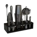 13-Piece Boston Cocktail Shaker Bar Set Gunmetal Plated Bartender Kit Cocktail Shaker Set Black Cocktail Kit with Mixology Bartender Kit Bar Accessories Bartending Kit Cocktail Set with Shaker