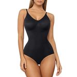 Gotoly Women Slimming Bodysuits Shapewear Tops Tummy Control Body Shaper Spaghetti Strap Camisole Leotards Bodycon Jumpsuit (Black, M-L)