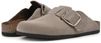 WHITE MOUNTAIN Women's Shoes Big Easy Clog Footbed, Taupe/Suede, 6