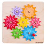 Bigjigs Toys Wooden Gears and Cog Puzzle - Educational Learning Jigsaw