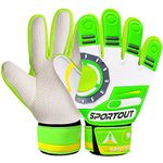 Sportout Kids Goalkeeper Gloves, Soccer Gloves with Double Wrist Protection and Non-Slip Wear Resistant Latex Material to Prevent Injuries (Astronaut-Green, Size 6)