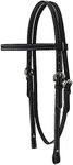 Tahoe Double Stitched Leather Browband Western Headstall, Multiple Colors & Sizes