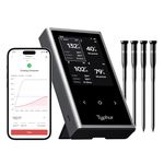 Typhur Sync Smart Wireless Meat Thermometer - 4 Probes 6 Sensors, 122m Bluetooth 5.3, Stable Unlimited Range WiFi Monitoring, IPX8 Waterproof for BBQ Grill Oven Smoker Air Fryer Food Cooking Kitchen