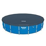 Bestway Flowclear PVC Round 18 Foot Pool Cover for Above Ground Frame Pools with Drain Holes and Secure Tie-Down Ropes, Black (Cover Only)