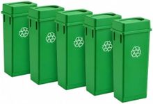 23 Gallon Slim Jim Rectangular Green Recycling Bin with Swing Lid | 5 PACK