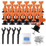 100PCS Tile Leveling System Kits, with Special Wrench 4PCS & 500Pcs 2mm Tile Spacers, Reusable Flooring Level Tile levellers & Replaceable T-pin, for DIY Wall & Floor Construction Tools