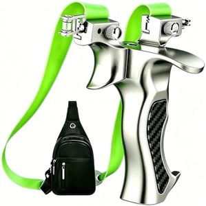 9025 Peerless Hero Slingshot Aviation Aluminum Frame Hunting Target Shooting Slingshot High Accuracy Ergonomic Grip Includes 10 Rubber Bands 400 Steel Balls 600Mud Balls Carry Bag Wrist Strap