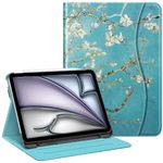 Fintie Case for iPad Air 11-inch M2 (2024), iPad Air 5th Generation (2022) / iPad Air 4th Gen (2020) 10.9 Inch, Multi-Angle Viewing Protective Cover with Pencil Holder & Pocket, Blossom