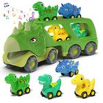 Dinosaur Truck Toy Car for Kids, Friction Power Carrier Vehicle with 4 Pack Small Pull Back Dino Car, Christmas Birthday Gift for 18M+ 2 3 4 5 Years Old Boys Toddlers