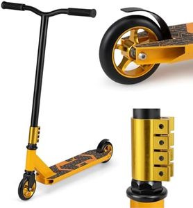 GYMAX Stunt Scooter for Kids, Lightweight Freestyle Pro Trick Scooter with PU Wheels & Aluminum Deck, 360° Spin Handlebar Street Scooter for Beginners Teens Ages 10+ (Yellow)