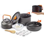 Gurukim Camping Cookware Set,Lightweight Camping Pot Pan Kettle Set,Camping Cooking Set, Backpacking Cookware for 1-2,Camping Essentials Camping Gear for Camping Outdoor Backpacking Picnic Hiking