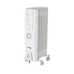 Warmlite WL43003YTW 7 Fin Oil Filled Radiator with Adjustable Thermostat and a 24 Hour Timer, 1500W, White