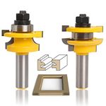 Sinoprotools 2PCS Rail and Stile Router Bits, 1/2 Inch Shank Tongue Groove Router Bit Set, 7/16-Inch Cutting Depth, Round Over Milling Cutter Tools, for Cabinet Door Woodworking