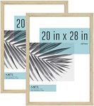 MCS Studio Gallery 20x28 Poster Frame Natural Woodgrain, Vertical & Horizontal Wall Hanging Large Picture Frame for Photos, Posters & Art Prints (2-Pack)