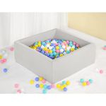 UHAPPYEE Square Foam Ball Pit for Toddler,35"x35"x12" Soft Ball Pit Pool with Removable Cover, Indoor Memory Sponge Ball Playpen without Balls - Light Grey