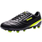 Saekeke Football Boots Kids Youths FG Soccer Cleats Shoes Training Shoes for Boys Girls Black UK3.5