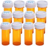 Plastic Empty Pill Bottles with Double Use (Child Resistant & Easy Open) Caps - Medicine Container Pill Organizers (8 Dram, 12pcs)