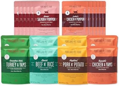 CRAFTED BY HUMANS LOVED BY DOGS Portland Pet Food Company Mixed Wet Dog Food Pouches Variety 8-Pack and Human-Grade Mixed Variety 12-Pack Wet Cat Food Pouches Bundle