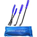 Tneene 3Pcs Door Trim Removal Pliers Fastener Remover and Clip Pliers Set, Auto Upholstery Combo Repair Kit with Storage Bag for Removing Car Door Panel and Upholstery Clips（Blue）