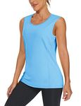 TACVASEN Workout Vests for Women Yoga Tops Sleeveless Tank Top Crew Neck Vest Top Gym Running Tops,Waterfall Blue,S