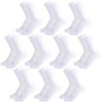 Kids Crew Socks Girls Cushioned Athletic Socks Boys Cotton Breathable Dress Socks Sports School Uniform Youth 10 Pairs (White, 10-14 Years)