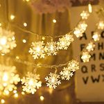 ZiopGTob Christmas Snowflake Fairy String Lights - 20ft 40 LED Shining Light Battery Operated Waterproof Xmas Decorations for Bedroom Corridor Patio Garden Yard Photo Frame Indoor Outdoor