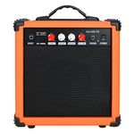 3rd Avenue 15W Guitar Practice Amplifier with Headphone Output, Overdrive Switch, 2 Band EQ, Tone/Gain Controls – Portable Compact – Orange