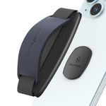Sinjimoru Detachable Mobile Phone Grip Stand for Wireless Charging as Cell Phone Holder for Hand on Smartphone & iPhone Case. Sinji Mount S-Grip Midnight Blue