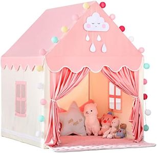 Kids Play Tents for Girls Large Fairy Playhouse for Kids Princess Castle Tent for Indoor Use Toddler Tent Children Play House (Pink Tent with Flannels Mat)