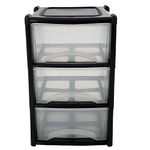 Easy Shopping® BLACK Plastic 3 Tier Drawer Tower Unit Chest Drawer School Office Home Storage