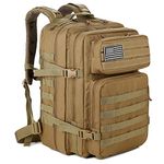 QT&QY 45 Litres Military Tactical Backpacks Molle Army Assault Pack 3 Day Bug Out Bag Hiking Trekking Rucksack - Khaki