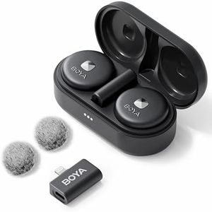 BOYA Omic-D Wireless Lavalier Microphone for iPhone iPad, Magnetic Belt Clip-on Lapel Mic with Wireless Charging Case,50M Transmission Noise Reduction for Vedio Recording