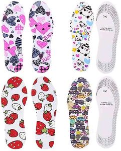 Kids Insoles | Child Replacement Insole Shoe Sole Inserts for Children 4 Pairs (Love + Strawberry + car + Panda)