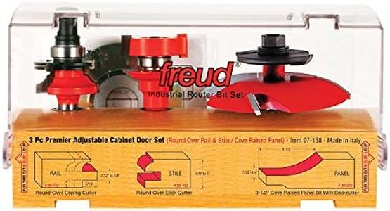 Freud 97-158 3 Piece Door Router Bit Set with Premier 99-760 Rail and Stile System and 99-569 Raised Panel Bit with Backcutter