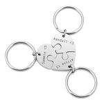 PiercingJ 3pcs Personalized Custom Initial Name Heart Puzzle keychain Stainless Steel Matching Family Best Friends BFF Jigsaw Piece Pendant Stitching Key Ring Soul Sister Gift