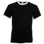 Fruit of the Loom Mens Ringer Short Sleeve T-Shirt (L) (Black/White)