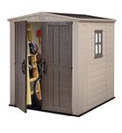 Keter 17197898 Factor Outdoor Garden Storage Shed, Beige, 6 x 6 ft