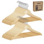 ZENO Wooden Coat Hangers - 20 Pack | 360 Degree Rotatory Hook Hangers For Clothes | Round Trouser Bar & Shoulder Notches | Durable Wardrobe Space Saver | Suitable for Coat, Jacket, Suit, Jumper